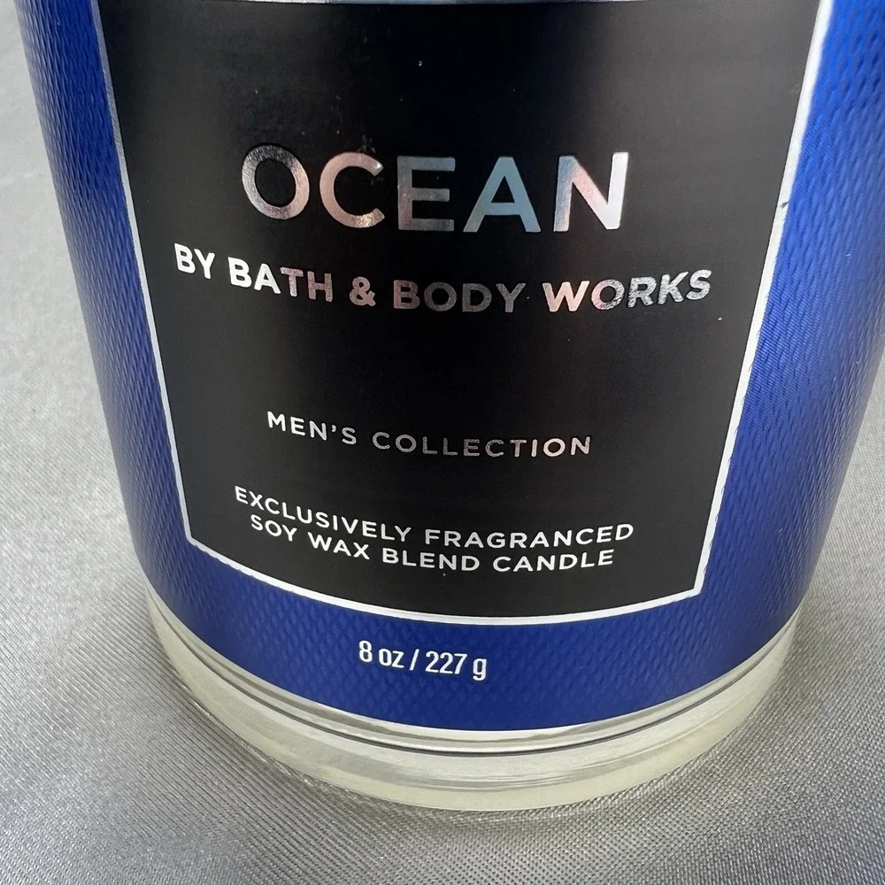5pc Gift Lot Bath & Body Works Men's Collection Ocean Candle Face Lotion Cream +